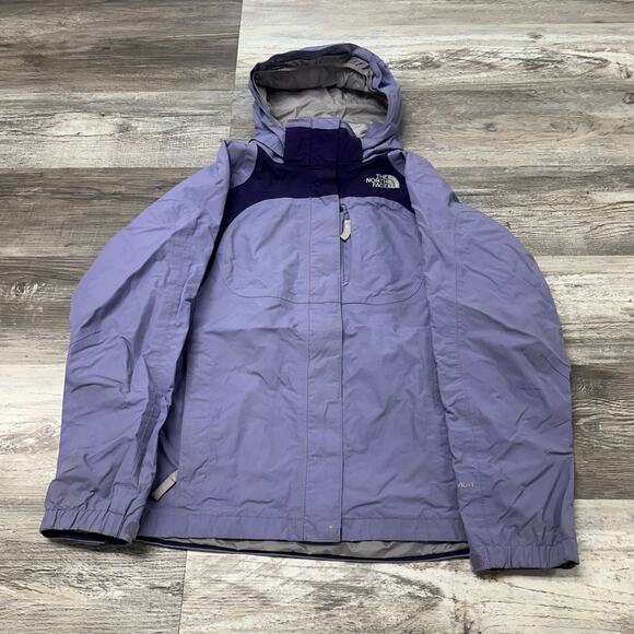 The North Face Purple Gray Girls XL Hooded‎ Full Zip  Hyvent Windbreaker Jacket - Picture 1 of 10